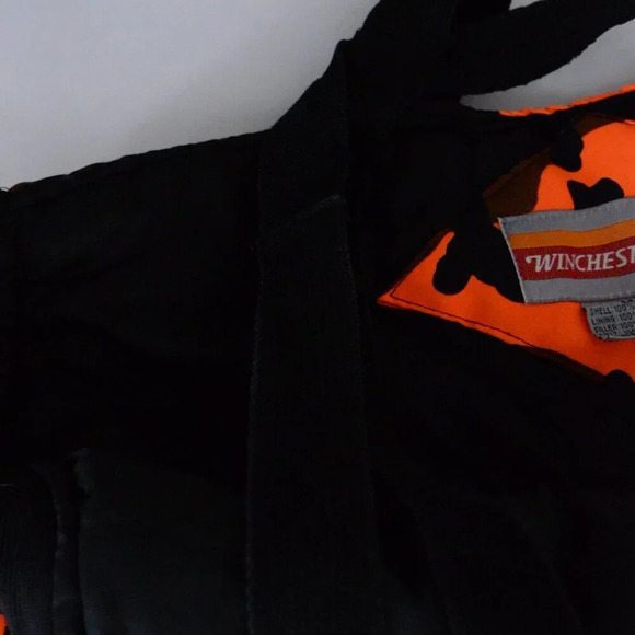 Vintage Winchester Neon Orange And Black Outdoor Camo Print Lined Overalls Med - Picture 14 of 16
